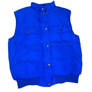 Royal Blue Sleeveless Insulated Vest With Snap Buttons & Pockets - Size S